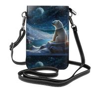 BROLEO Polar Bear Looking At The Stars Printing Small Leather Women'S Crossbody Flip Phone Bag, Waterproof And Durable