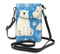 BROLEO polar bear printing Ladies' mobile phone with leather foreskin, crossbody flip cover, small adjustable shoulder strap