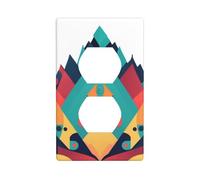 BROLEO Polygonal Splicing Diamond Print Printing Double Socket Wall Panel Electrical Socket Cover Plate is Shatter Resistant and Durable 4.5x2.76in
