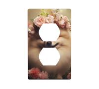 BROLEO Pomeranian and Flowers Printing Double Socket Wall Panel Decorative for Residential and Commercial Areas 4.5x2.76in