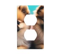 BROLEO Pomeranians Puppies and Point Printing Double Socket Wall Panel Decorative for Residential and Commercial Areas 4.5x2.76in