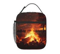 BROLEO Portable Insulated Lunch Bag Beautiful Bonfire Picture Reusable Lunch Bag Durable for Men and Women