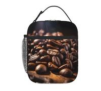 BROLEO Portable Insulated Lunch Bag Coffee Beans Picture Reusable Lunch Bag Durable for Men and Women