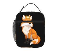 BROLEO Portable Insulated Lunch Bag Crown Fox Avatar Picture Reusable Lunch Bag Durable for Men and Women