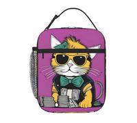 BROLEO Portable Insulated Lunch Bag Financial Management Picture Reusable Lunch Bag Durable for Men and Women