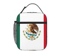 BROLEO Portable Insulated Lunch Bag Flag of Mexico Printed Reusable Lunch Bag Durable for Men and Women Easy Carrying