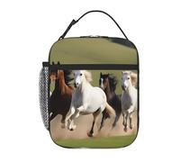 BROLEO Portable Insulated Lunch Bag Horses at The Gallop Picture Reusable Lunch Bag Durable for Men and Women