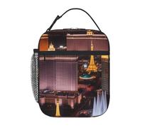BROLEO Portable Insulated Lunch Bag Las Vegas Night City Picture Reusable Lunch Bag Durable for Men and Women