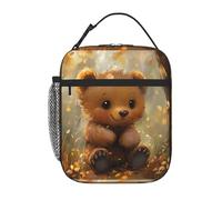 BROLEO Portable Insulated Lunch Bag Little Bear Under The Shiny Leaves Picture Reusable Lunch Bag Durable for Men and Women