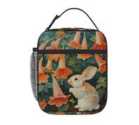 BROLEO Portable Insulated Lunch Bag Little Rabbit Under The Morning Glory Picture Reusable Lunch Bag Durable for Men and Women