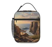 BROLEO Portable Insulated Lunch Bag Looking Out to sea Picture Reusable Lunch Bag Durable for Men and Women