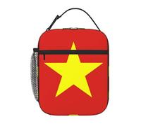 BROLEO Portable Insulated Lunch Bag Vietnamese Flag Printed Reusable Lunch Bag Durable for Men and Women Easy Carrying