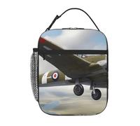 BROLEO Portable Insulated Lunch Bag World War 2 Aircraft Airplane Picture Reusable Lunch Bag Durable for Men and Women