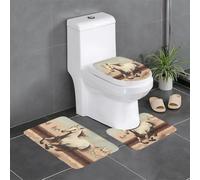BROLEO Prancing White Horse Printing Three Piece Set of Bathroom Floor mats, Bathroom Shower mats, Anti Slip Quick Drying