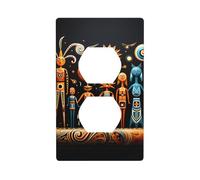 BROLEO Primitive Totem Printing Double Socket Wall Panel Decorative is Durable and Suitable for Socket Light Switch Accessories 4.5x2.76in
