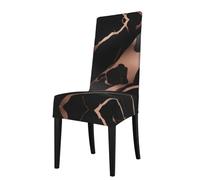 BROLEO Protection cover for dining chair Black rose gold Marble Printed - Soft, Comfortable, Needed Stretchable for Most Armless Chair
