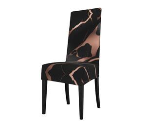 BROLEO Protection cover for dining chair Black rose gold Marble Printed - Soft, Comfortable, Needed Stretchable for Most Armless Chair