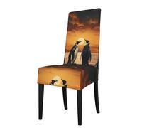 BROLEO Protection cover for dining chair Penguin looking at the sky Printed - Soft, Comfortable, Needed Stretchable for Most Armless Chair