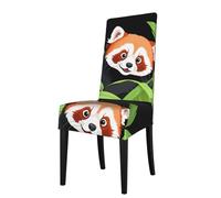 BROLEO Protection cover for dining chair Red panda surrounded by bamboo leaves Printed - Soft, Comfortable, Needed Stretchable for Most Armless Chair