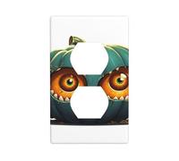 BROLEO Pumpkin Monster Eating Eyeballs Printing Double Socket Wall Panel Electrical Socket Cover Plate is Shatter Resistant and Durable 4.5x2.76in