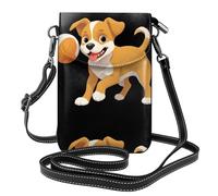 BROLEO Puppy Biting Ball Printing Small Leather Women'S Crossbody Flip Phone Bag, Waterproof And Durable