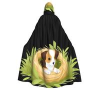 BROLEO Puppy In The Grass Nest Prints Halloween Adult Hooded Cape Cloak No Zipper, Comfortable For Costume Parties