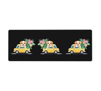BROLEO Puppy Riding In A Flower Car Printing Extra Large Mouse Pad, Computer Office Anti Slip Gaming Keyboard Thickened Version 12x31.5in