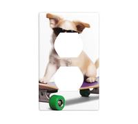 BROLEO Puppy Skateboarding Printing Double Socket Wall Panel Decorative is Durable and Suitable for Socket Light Switch Accessories 4.5x2.76in