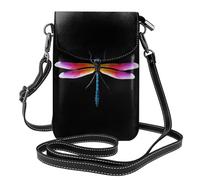 BROLEO Purple Blue Tailed Dragonfly Printing Small Leather Women'S Crossbody Flip Phone Bag, Waterproof And Durable
