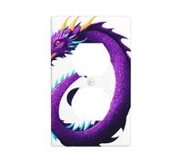 BROLEO Purple Dragon Letters Printing Double Socket Wall Panel Electrical Socket Cover Plate is Shatter Resistant and Durable 4.5x2.76in