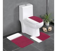 BROLEO Qatar flag printing Anti slip floor mat three piece set bathroom carpet anti slip durable