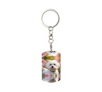 BROLEO Quality strong Metal Keychain for Men and Women Rectangular Lovely Maltese Dog Picture