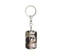 BROLEO Quality strong Metal Keychain for Men and Women Rectangular Shih Tzu Dog Picture
