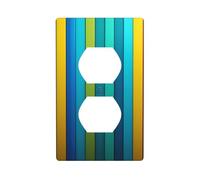 BROLEO Rainbow Colored Striped Printing Double Socket Wall Panel Decorative for Residential and Commercial Areas 4.5x2.76in