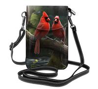 BROLEO Red Birds Fauna Wild printing Ladies' mobile phone with leather foreskin, crossbody flip cover, small adjustable shoulder strap