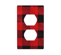 BROLEO red Black Buffalo Check Plaid Pattern Printing Double Socket Wall Panel Decorative for Residential and Commercial Areas 4.5x2.76in