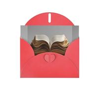 BROLEO Red Greeting Card An open book. Prints Perfect for Valentine's Day, Wedding Anniversary & Party Invitations