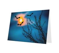 BROLEO Red Greeting Card Bat Under Night Sky Picture for Christmas, Children's Birthday, Valentine's Day, and Party Invitation