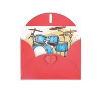 BROLEO Red Greeting Card Cartoon Drummer Knock Prints Perfect for Valentine's Day, Wedding Anniversary & Party Invitations