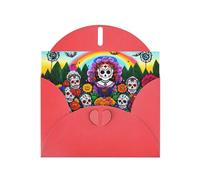 BROLEO Red Greeting Card Day of The Dead Picture for Christmas, Children's Birthday, Valentine's Day, and Party Invitation