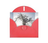 BROLEO Red Greeting Card Dead trees full of spider webs Prints Perfect for Valentine's Day, Wedding Anniversary & Party Invitations