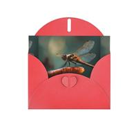 BROLEO Red Greeting Card Dragonfly on a mushroom Prints Perfect for Valentine's Day, Wedding Anniversary & Party Invitations