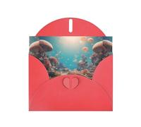 BROLEO Red Greeting Card Dreamy Ocean Park Prints Perfect for Valentine's Day, Wedding Anniversary & Party Invitations