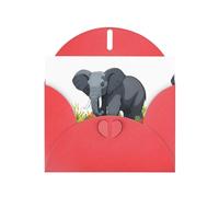 BROLEO Red Greeting Card Elephant entering the ocean Prints Perfect for Valentine's Day, Wedding Anniversary & Party Invitations