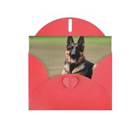 BROLEO Red Greeting Card German Shepherd Dog Prints Perfect for Valentine's Day, Wedding Anniversary & Party Invitations