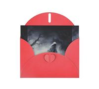 BROLEO Red Greeting Card Ghost by the dead tree Prints Perfect for Valentine's Day, Wedding Anniversary & Party Invitations