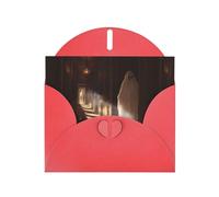BROLEO Red Greeting Card Ghosts in the corridor Prints Perfect for Valentine's Day, Wedding Anniversary & Party Invitations