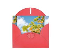 BROLEO Red Greeting Card Ginkgo leaves under the blue sky Prints Perfect for Valentine's Day, Wedding Anniversary & Party Invitations