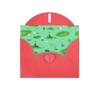 BROLEO Red Greeting Card golf on the lawn Picture for Christmas, Children's Birthday, Valentine's Day, and Party Invitation