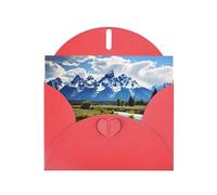 BROLEO Red Greeting Card grand teton national park Picture for Christmas, Children's Birthday, Valentine's Day, and Party Invitation